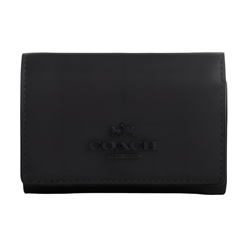 Coach Микро ого Snap Кожаный кошелек Обычный Женский Черный Медь и Черный Медь и черный