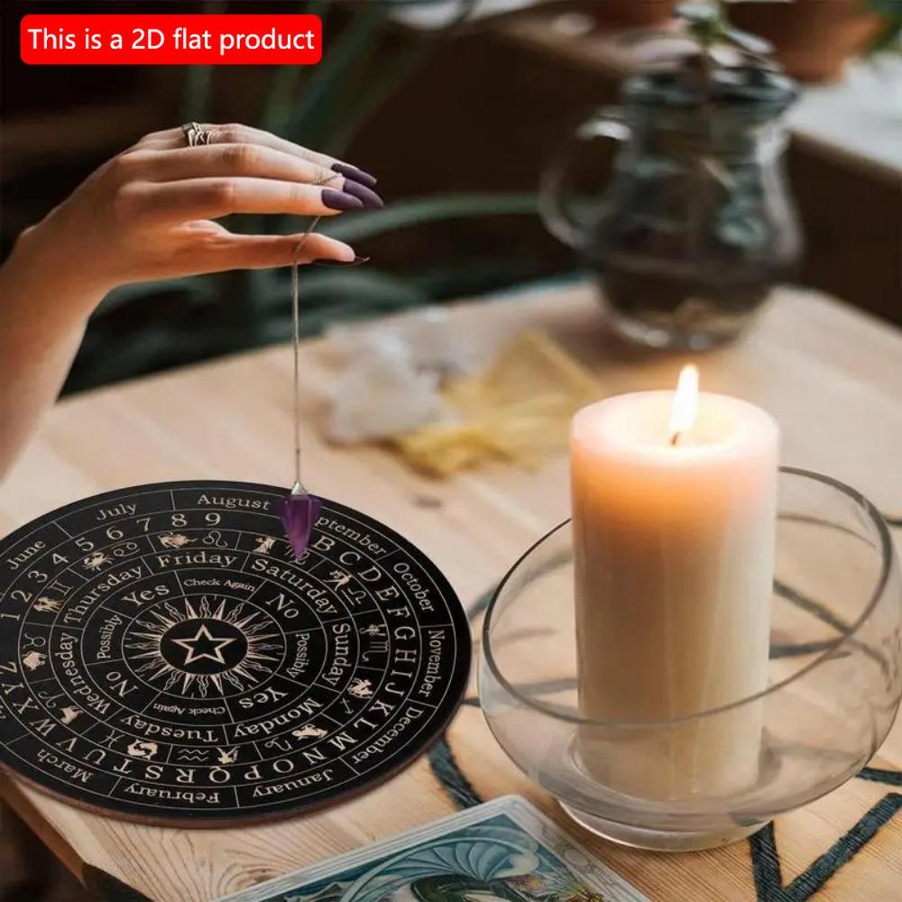 1 шт. 2d плоский деревянный маятниковый коврик для спиритических сеансов - 20 см игровая доска для гаданий из дерева и общения, игрушки для предсказаний, принадлежности для ведьмовских ремесел для начинающих