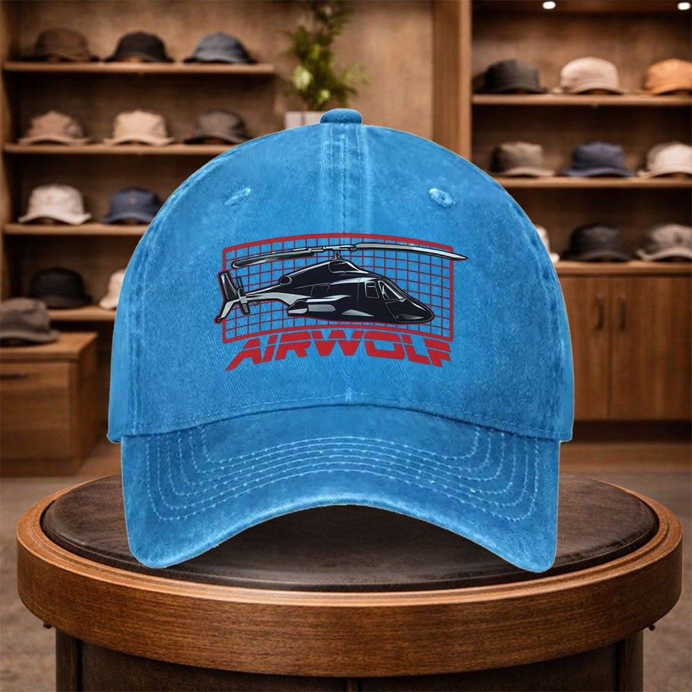 A Stylish Airwolf Printed Baseball Cap Perfect for Casual Outings This Adjustable Hat Is Suitable for All Seasons And Ideal fo