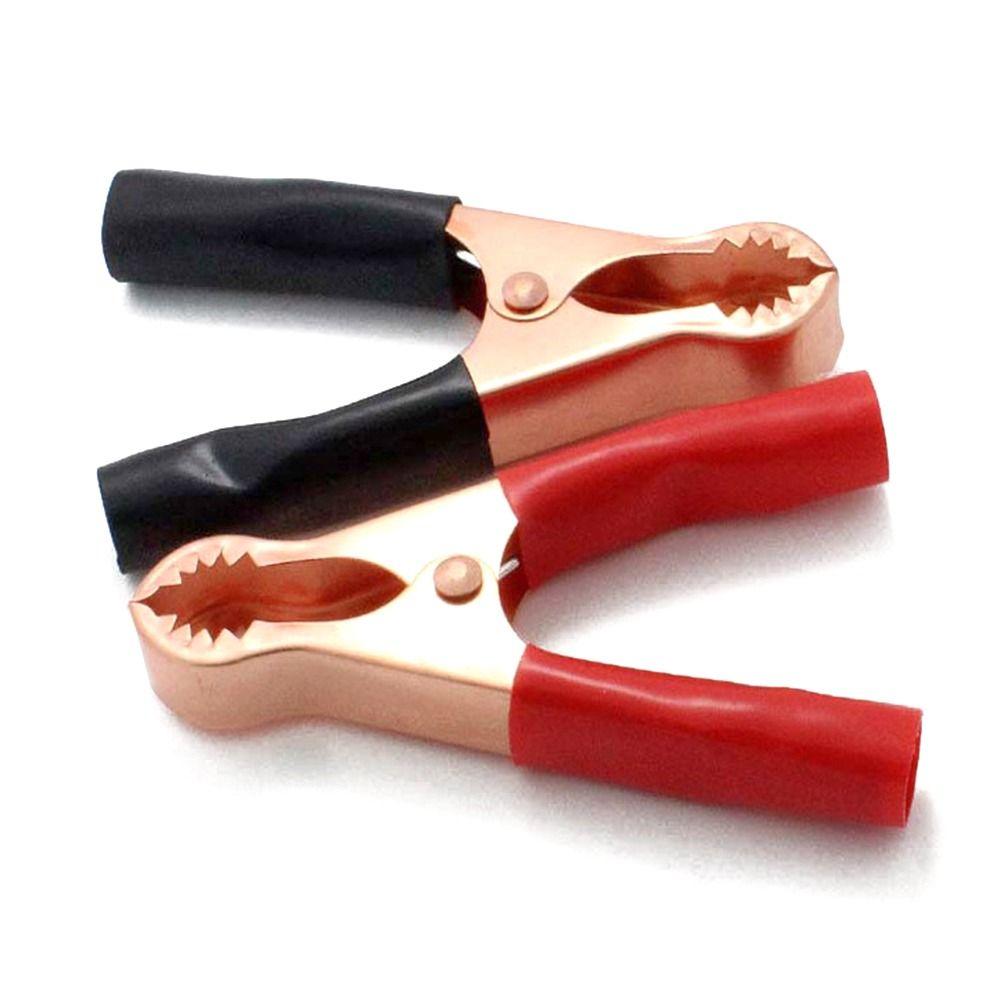 2pcs Red + Black Battery Test Lead Clips 50A Battery Clamps Universal Alligator Clips