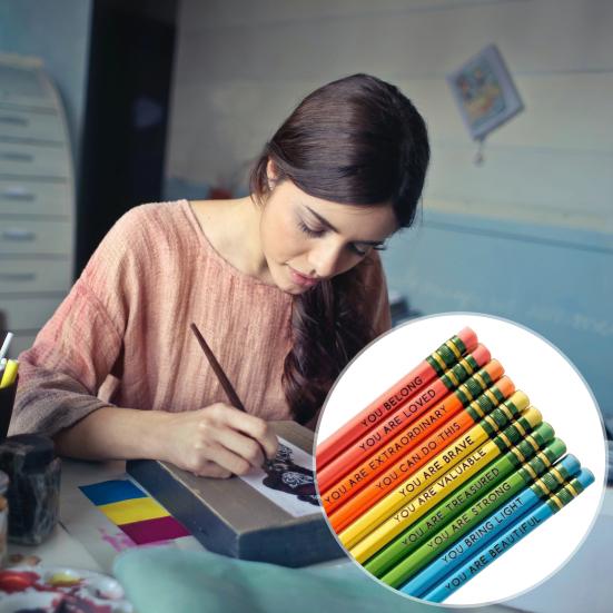 10 шт., набор карандашей для подтверждения, вдохновляющие карандаши, деревянные мотивационные карандаши с высказываниями, карандаши для комплиментов, студенческие подарки от учителя