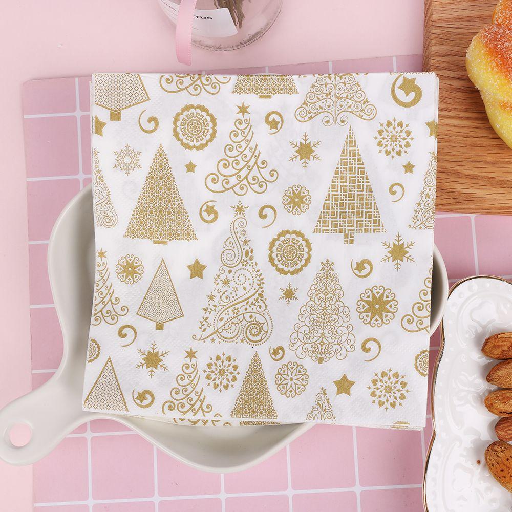 20pcs Home Decorative Santa Claus Cute Christmas Decoration Towel Printing Paper Napkin Serviette
