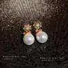 Luxurious Snowflake Hat Earrings: Real Gold-Plated Silver with Zircon and Pearl, Elegant Fashion Studs for Christmas