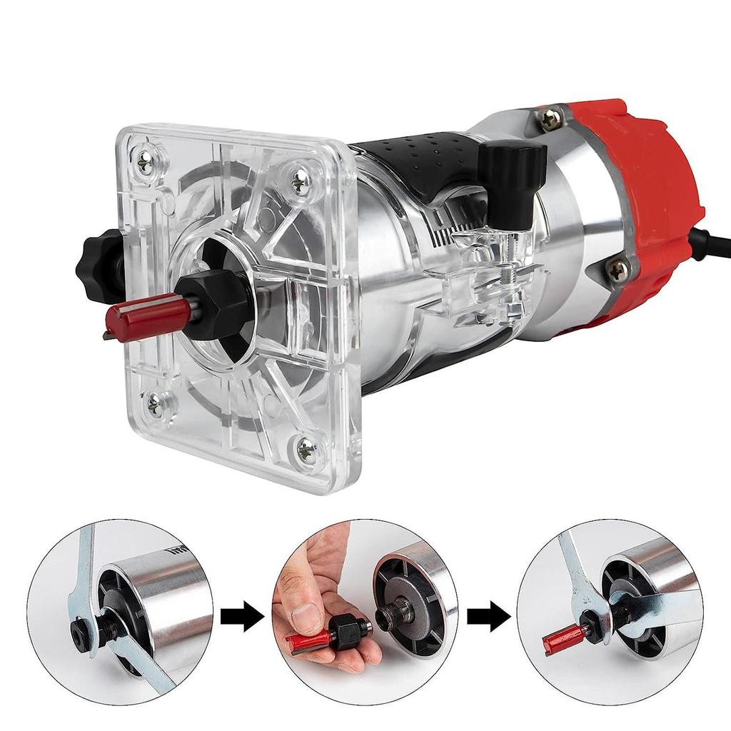 800W Woodworking Electric Trimmer Wood Milling Engraving Slotting Trimming Machine Carving Machine Routers for Woodworking