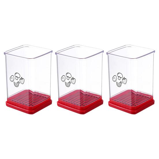 1/2/3 Pcs Fruit Cup Slicer with Push Plate Strawberry Bananas Kiwis Cutter Integrated Blade Design Dishwasher Safe Vegetable Salad Kitchen Gadget