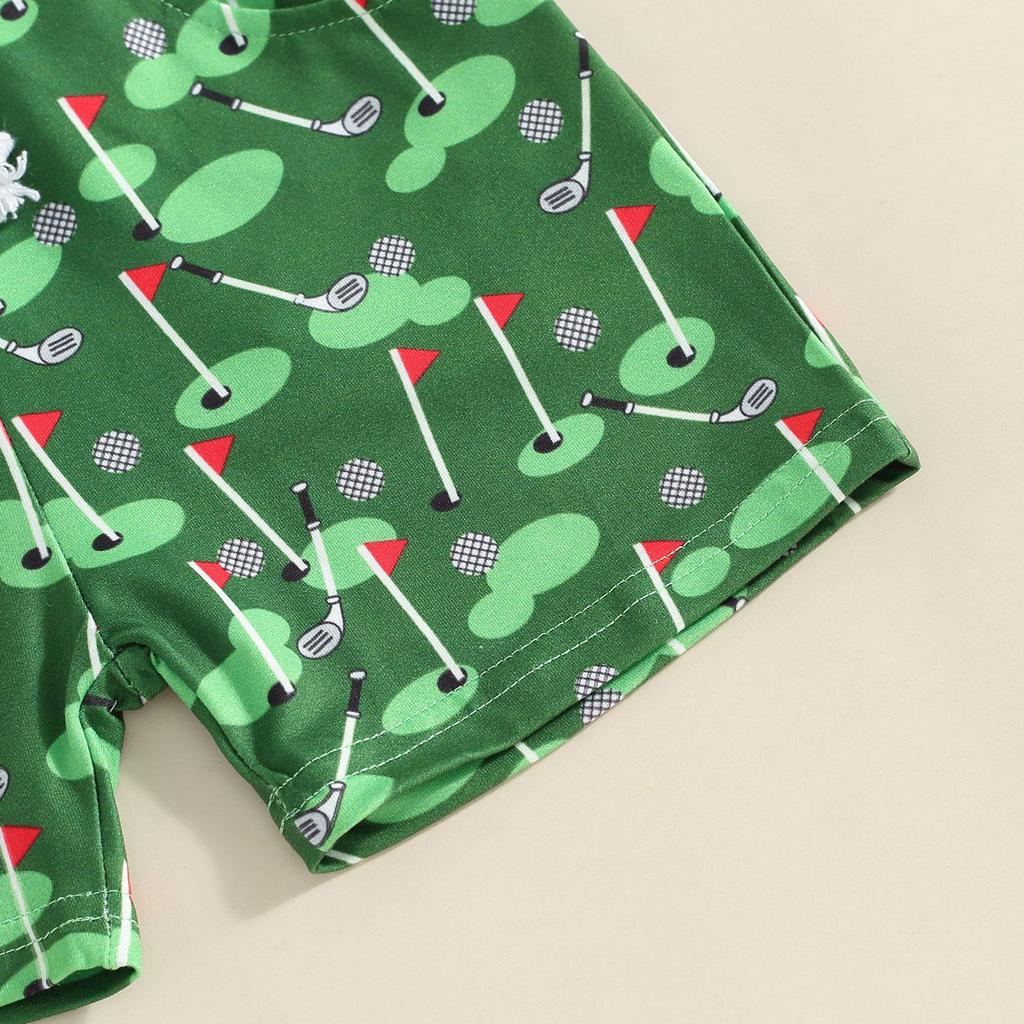 Летняя одежда для маленьких мальчиков, 2 шт., футболка с короткими рукавами и шорты с принтом для гольфа, комплект детской одежды для детей 6, 12, 18, 24 месяцев, 3 лет