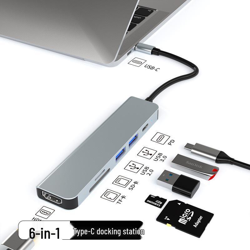 Трансграничная 5-в-1 док-станция Type-C на HDMI 4K с расширителем-хабом USB 3.0