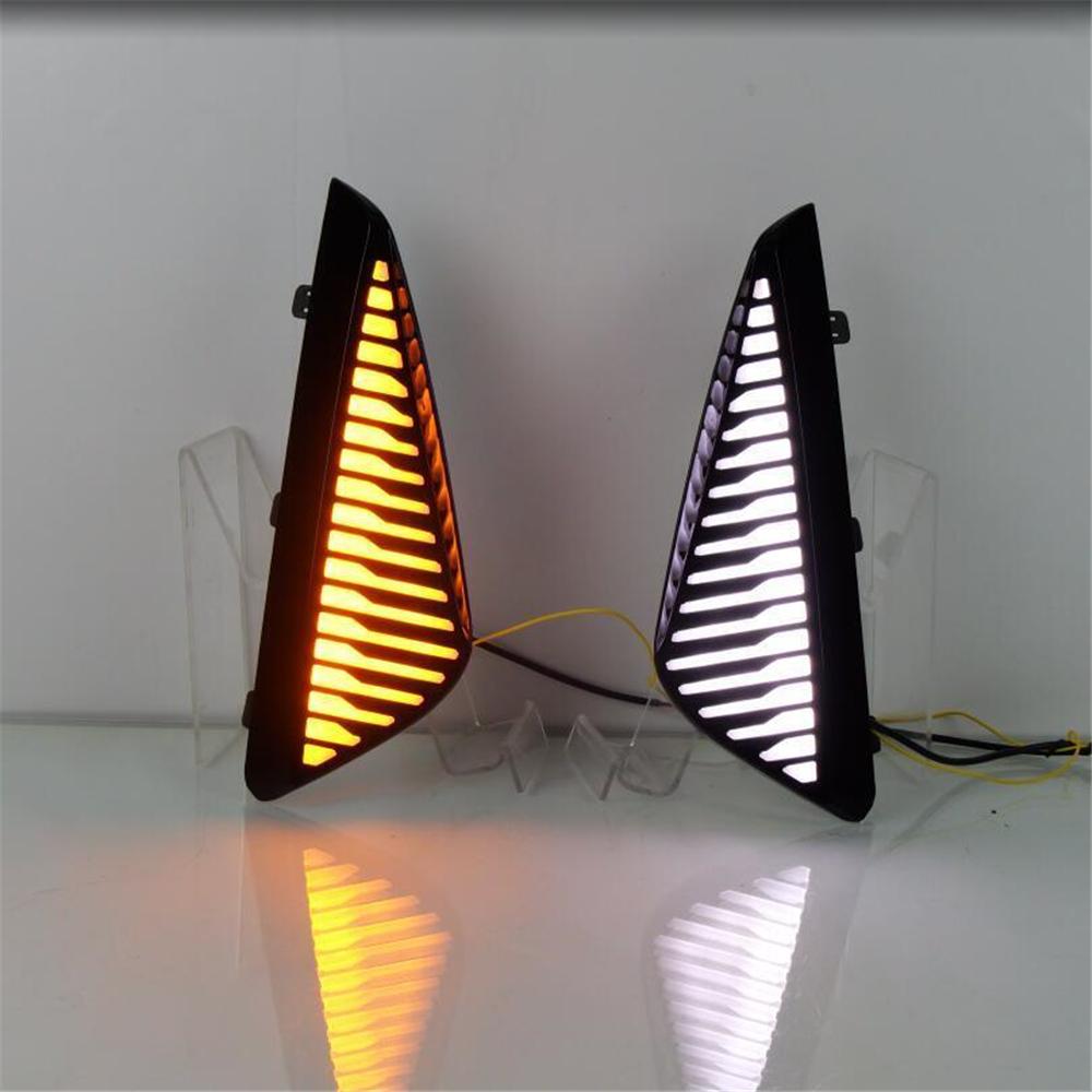 Pair For Nissan Sentra 23-24 LED Daytime Running Light Fog Lamp With Turn Signal