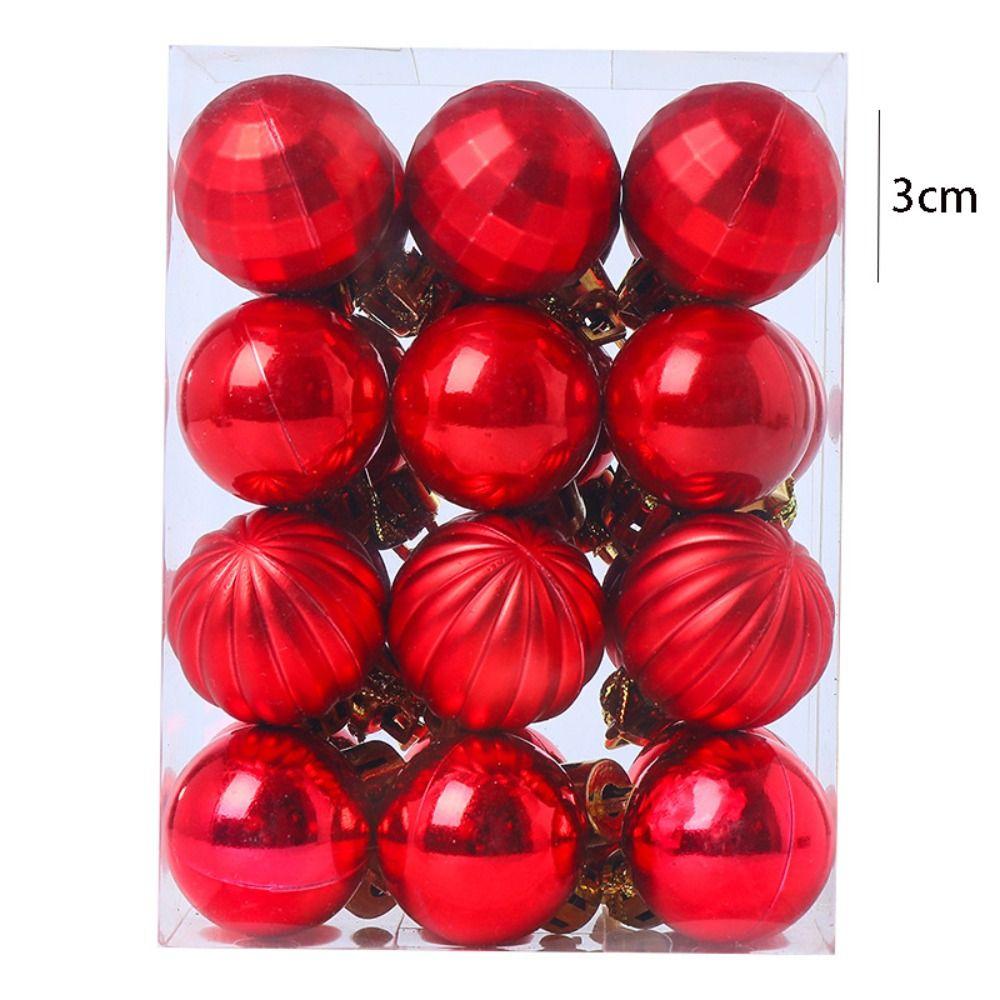 24pcs Crafts 3cm Christmas Ball Set Creative Waterproof Christmas Tree Pendant Delicate Painted Hanging Ornament Room