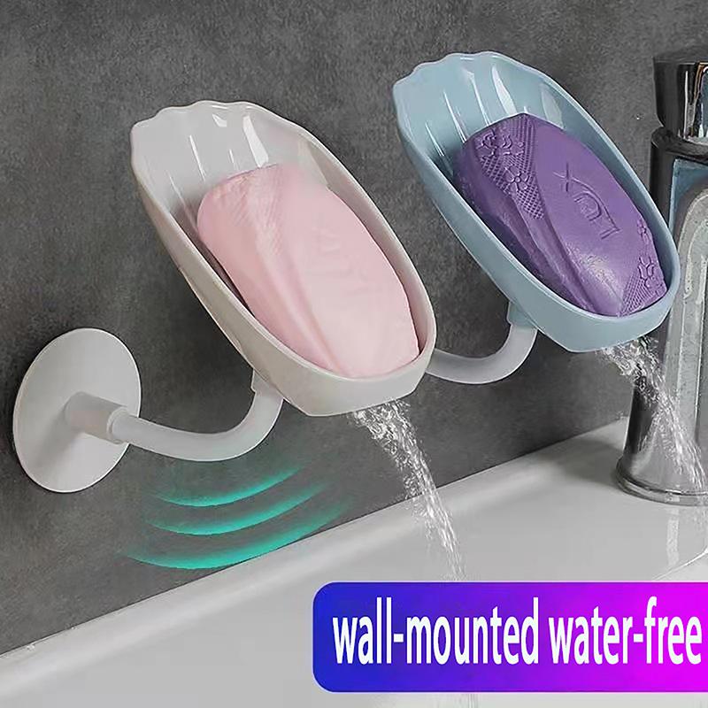 Soap Rack Box Leaf Shape Soap Dish Drain Bathroom Accessories Toilet Laundry Soap Box Bathroom Amenities Soap Holder