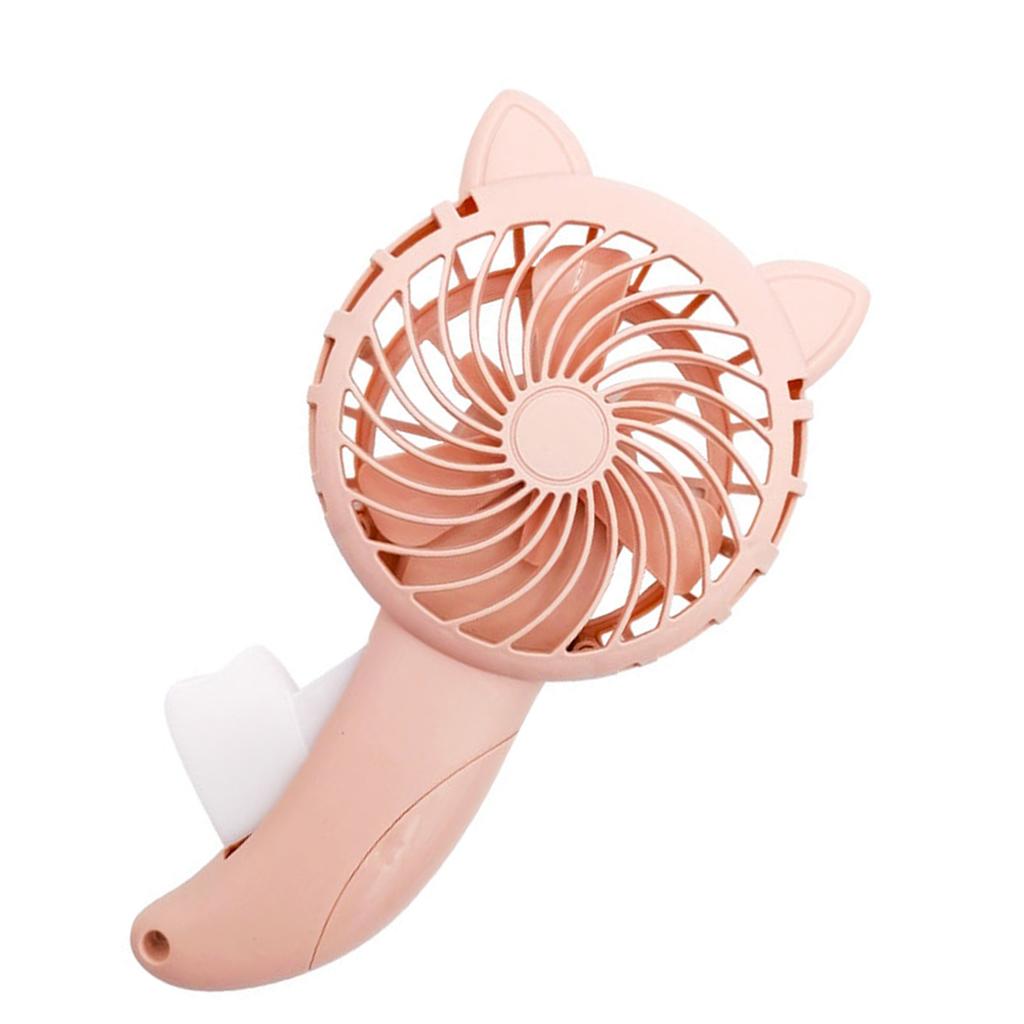 Hand Press Fan Cartoon Cat Ear Handheld Fan No Battery Manual Small Cooling Fan for Travel Outdoor