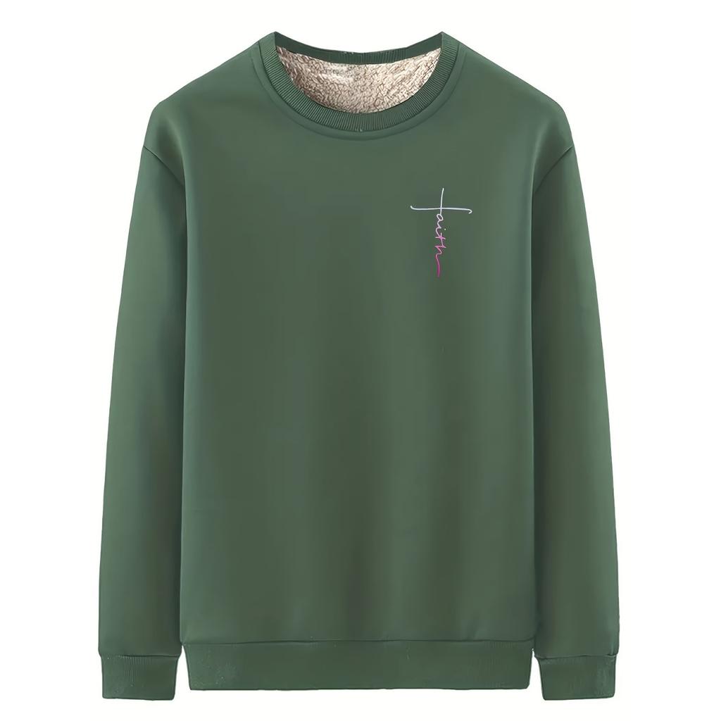 Long Sleeve T-Shirt Men's Spring and Autumn Crew Neck Lamb Fleece Autumn Casual Loose Premium Crew Neck Sweater