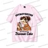 Cat Lover Gift T-shirt Women Funny Cotton O Neck Tees Introverted But Willing To Discuss Cats Shirt Sarcastic Quotation Tshirt