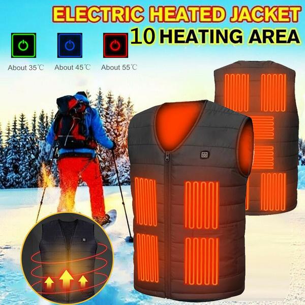 Жилет с подогревом, зимняя теплая электрическая USB-куртка для мужчин и женщин, нагревательное пальто, тепловое