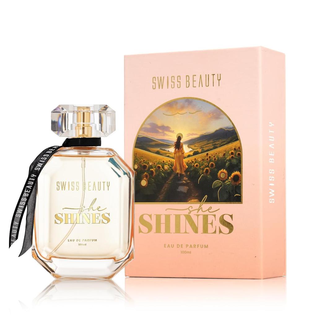 Swiss Beauty She Shines EDP | Стойкий | Идеально для подарка | На каждый день | Верхняя нота: Нероли | Средняя нота: Жасмин | Базовая нота: Мускус | 100 мл