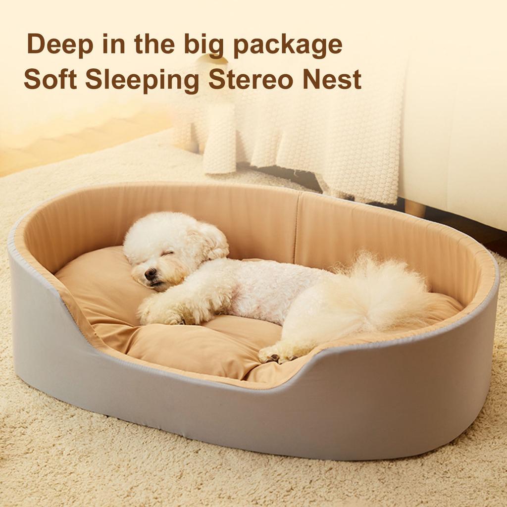 Лежанка для маленьких и средних собак и кошек, моющаяся делюкс, нескользящее дно, высокие и низкие бортики, со съемным универсальным матрасиком, не прилипает шерсть
