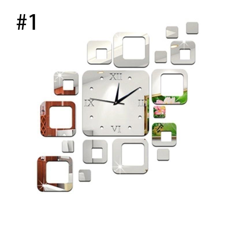 Modern Design 3D Clock DIY Wall Clock Mirror Room Bedroom Kitchen Wall Sticker Home Decor