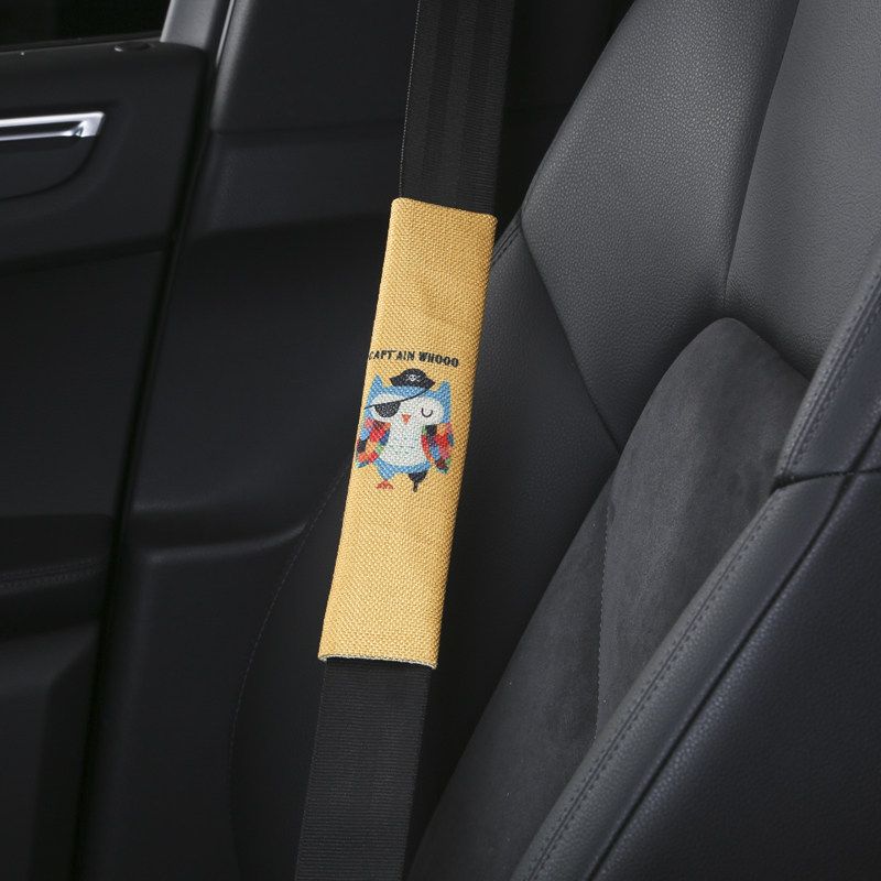 Creative All Year Round Car Safety Belt Shoulder Pad Cover Cute Universal Linen Safety Safety Belt Plaid Sheath Decorations