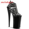 Women's Sandals Versatile Rivet Open Toe Fashion High Heel Dance Shoes 23cm Heel 13cm Platform YKC