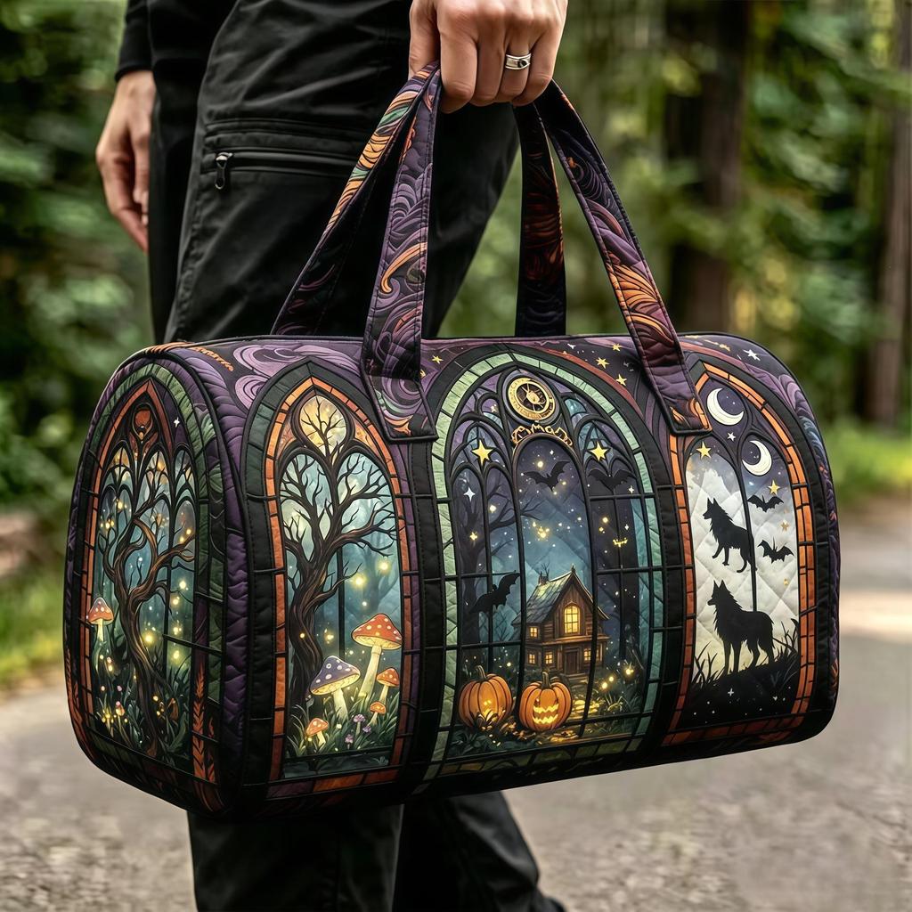 3D Gothic Stained Glass Print Halloween Gym Bag - Multi-functional Travel Bag