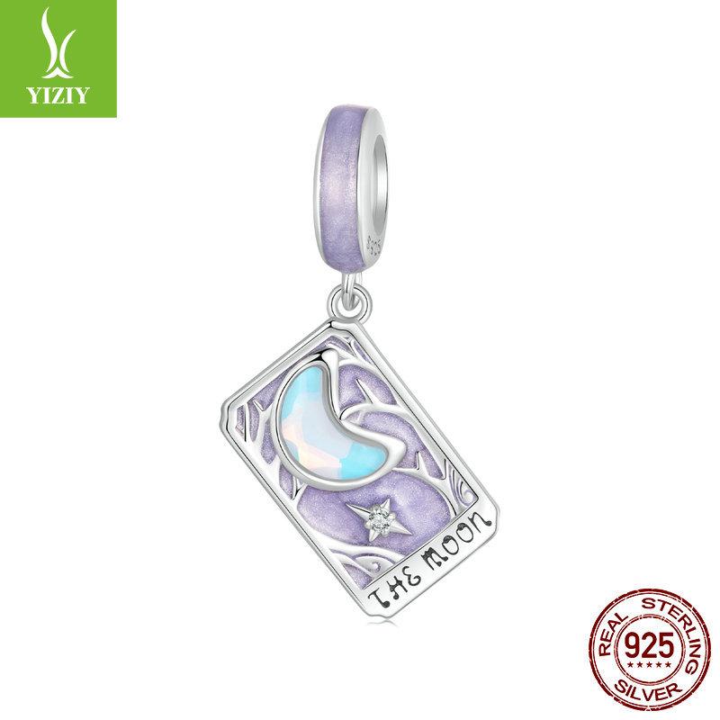 Романтический кулон Таро «Пурпурная луна», браслет из серебра S925 с бусинами «Сердце мечтательной девушки».