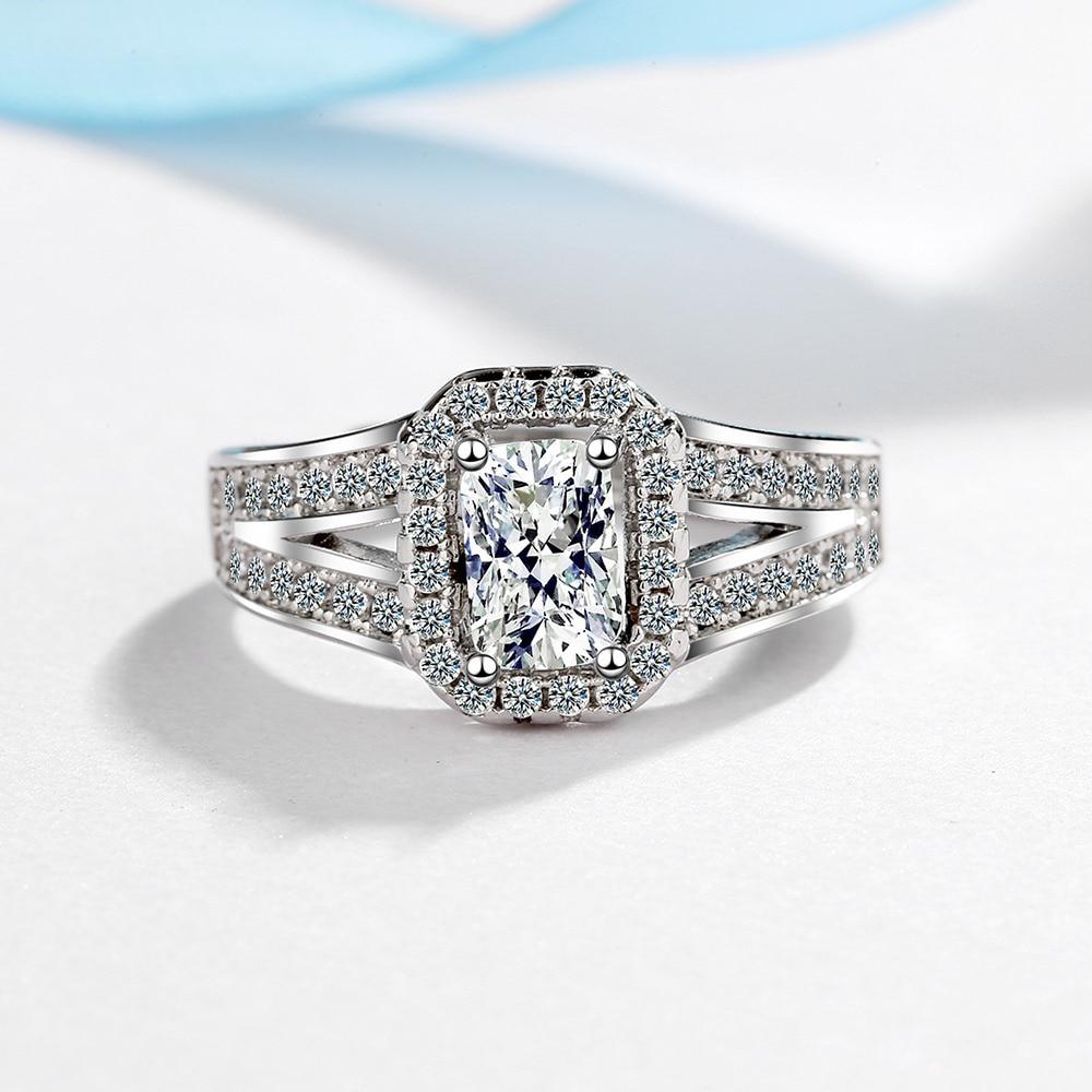 Promise 925 Sterling Silver Classic Wedding Ring Aaa +Cubic Crystal Rings For Women Wedding Jewelry Charms Princess Bijoux