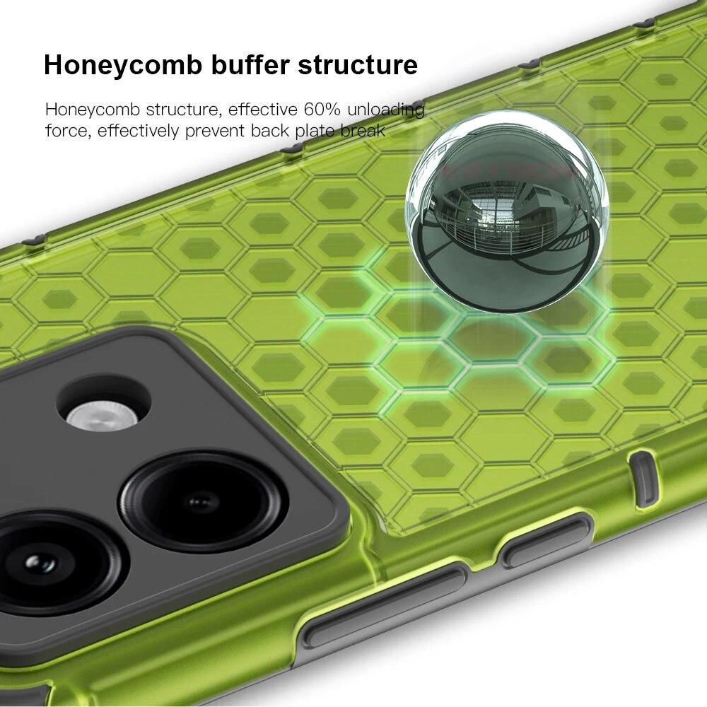 KEYSION Shockproof Armor Case for Redmi Note 13 Pro 5G Silicone+PC Transparent Honeycomb Phone Cover for Redmi Note 13 Pro+ 5G