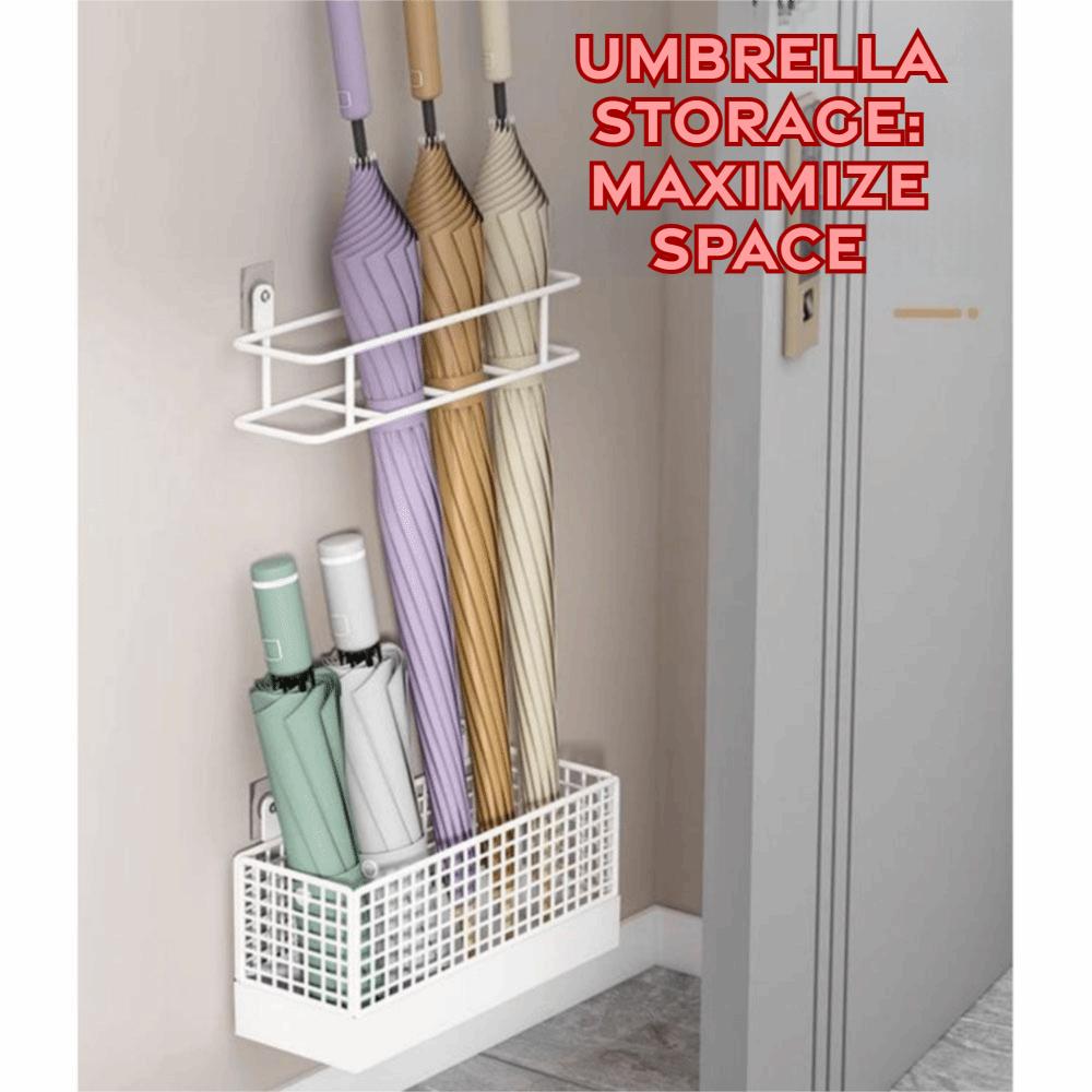 Wall-Mounted Umbrella Holder Metal Umbrella Organizer Durable Umbrella Storage Rack Apartment