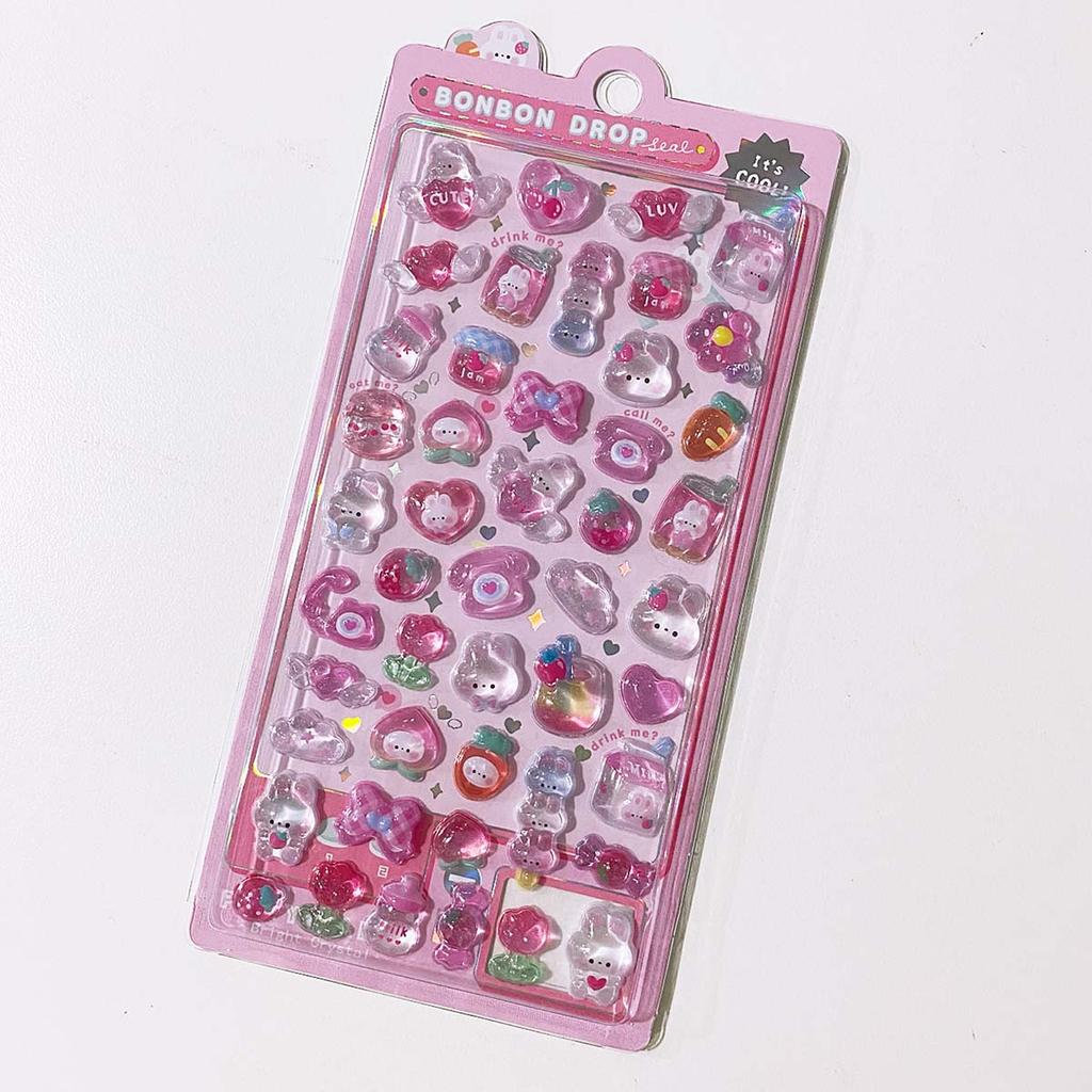 Креативные 3D-рельефные наклейки Candy Ghost Rabbit Drop Diy Diary Scrapbooking Канцелярские наклейки Decor Cute Aesthetic Stickers