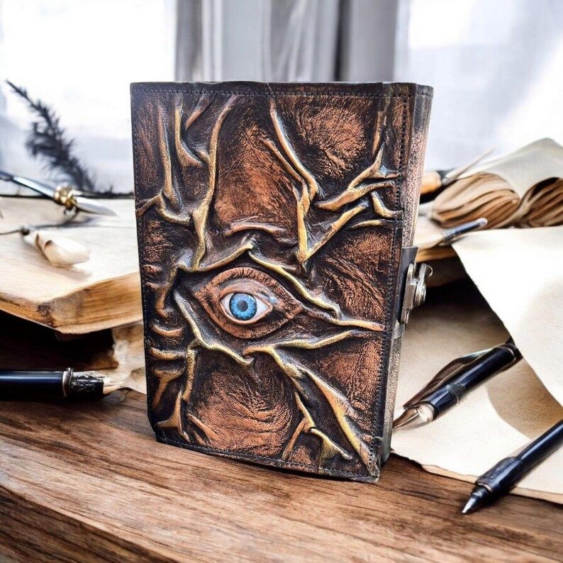 Глаз Кожаный дневник Блокнот Альбом для рисования Винтажная антикварная бумага Декл, Книга теней, Жуткий Гримуар Колдовство 5x7Дневник