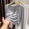 Gray Modal Women's Summer Cardigan: Sun Protection Ice Silk Knit Shawl for Air-Conditioned Rooms