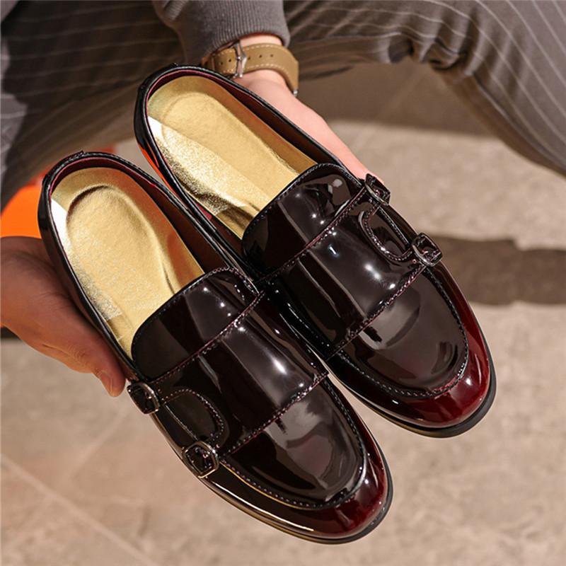 Дизайнер Новая Мода Мужчины Зеркальная Лакированная Кожа Платье Повседневная Обувь Монки Лоферы Вечеринка Свадебное Платье Выпускной Бал Обувь