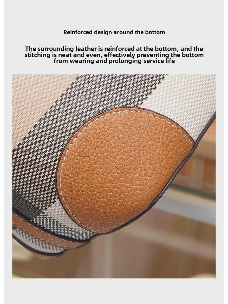 Женская сумка-ведро в клетку 2023 года, класса люкс: Универсальная роскошная сумка-мессенджер через плечо с большой вместимостью