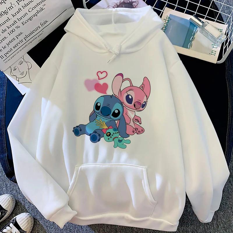 Disney Pattern Women's Sweatshirt Cartoon Cute Lilo Stitch Print Loose Clothing Comfortable Couple Hoodie Autumn and Winter