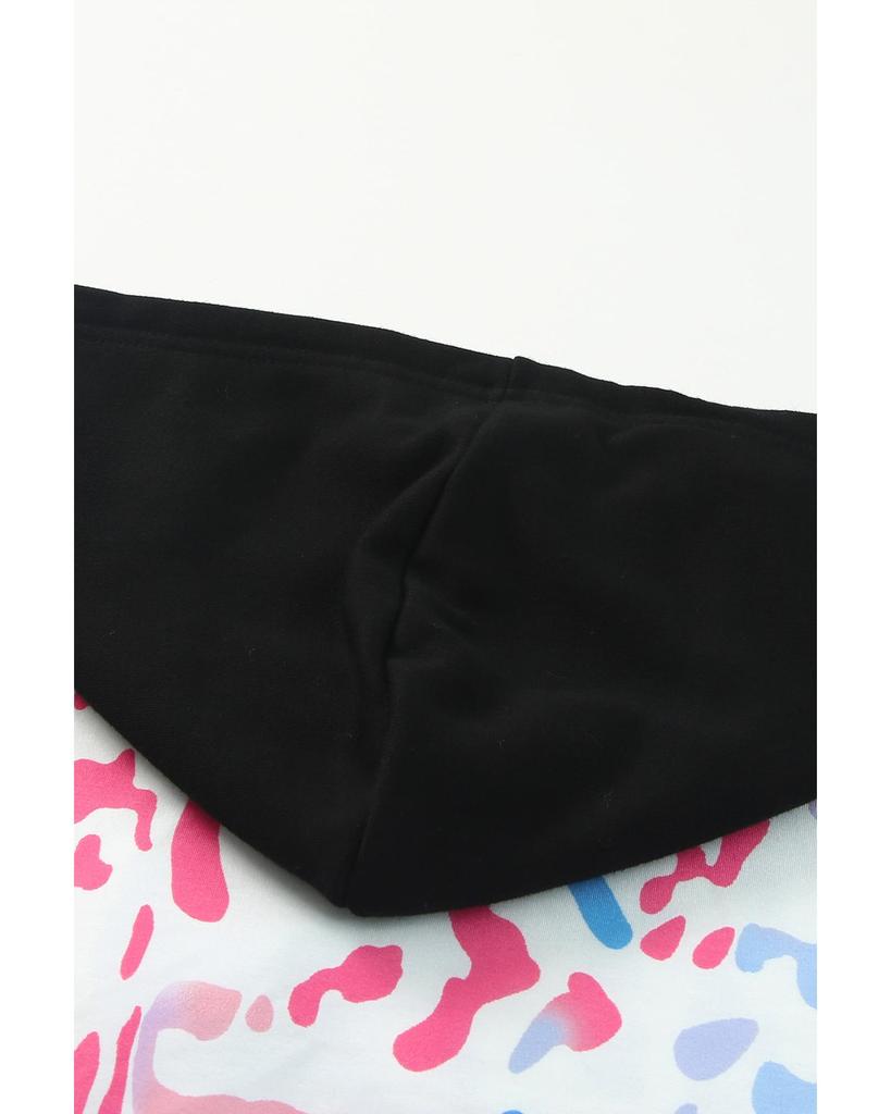 Azura Exchange Толстовка с капюшоном и леопардовым принтом, с цветной отделкой