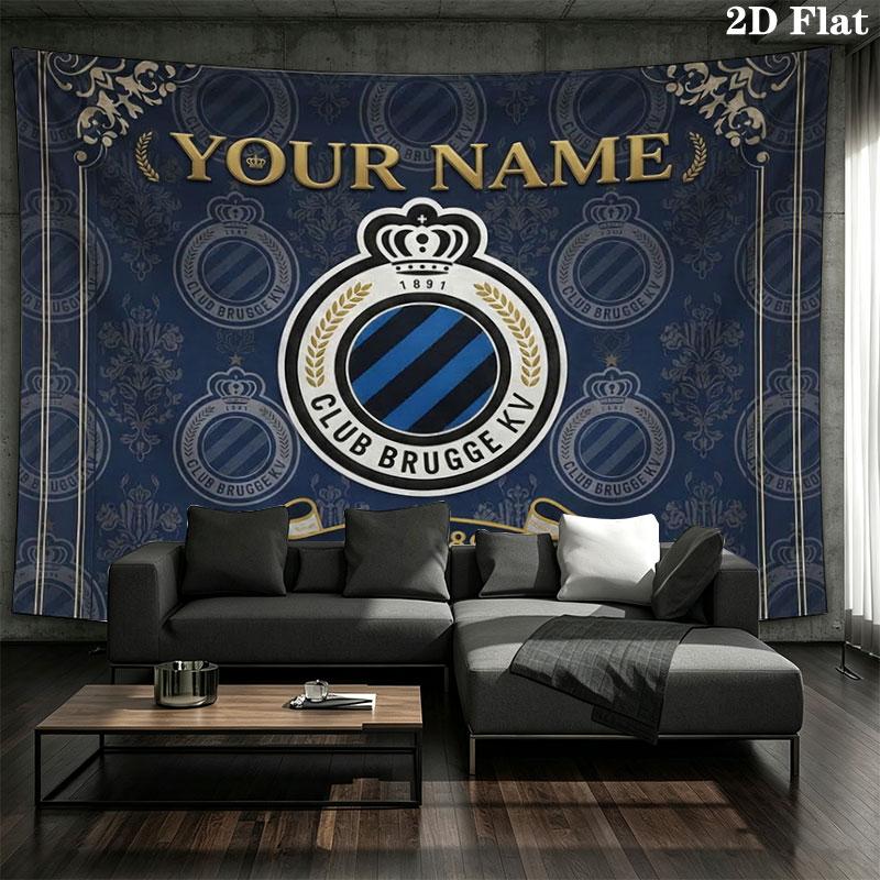 Club Brugge KV Custom Name Wall Tapestry Aesthetic Wall Hanging Printed Fabric Blanket Decorative Tapestries for Bedroom Living Room Home Decor