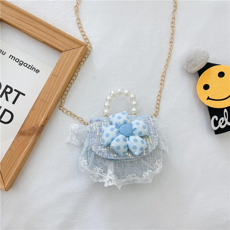 Bag Crossbody Kid With Pearl Handle And Flower Bear Rabbit Decoration