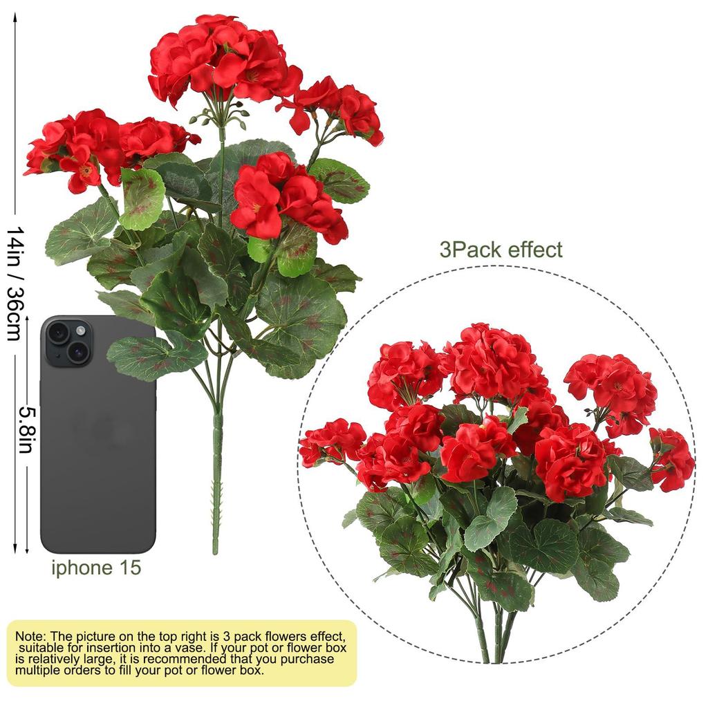 Artificial Flowers for Outdoors UV Resistant Garden Plants Bush Faux Flowers for Home Wedding Kitchen Table Centerpieces Decor AVE