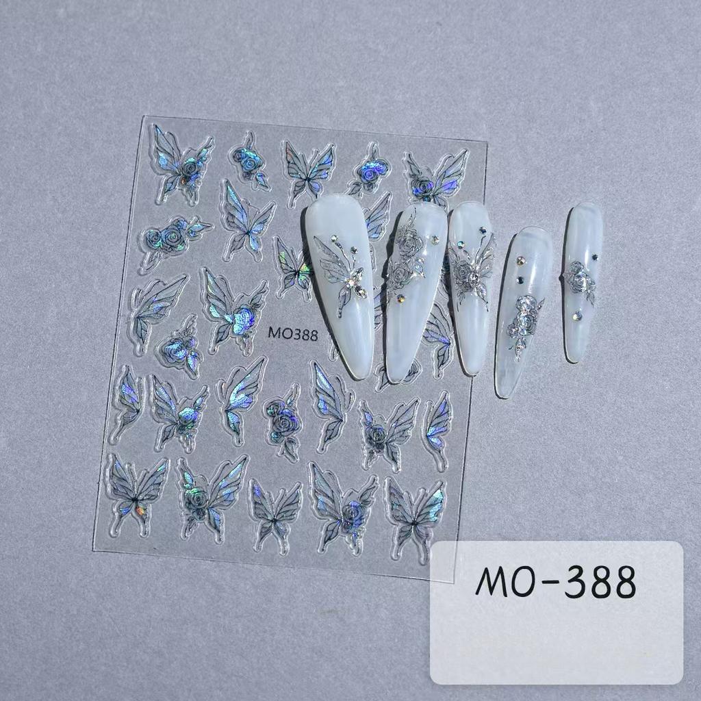 Watercolor Butterfly Nail Art Sticker Magic Stained Glass Light Butterfly Relief Three-dimensional Shell Light Butterfly Nail Applique Ornament