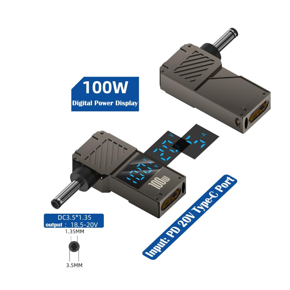PD 100 Вт USB-C к DC Конвертер Цифровой дисплей Зарядное устройство для ноутбука Штекер для Lenovo/HP/Dell