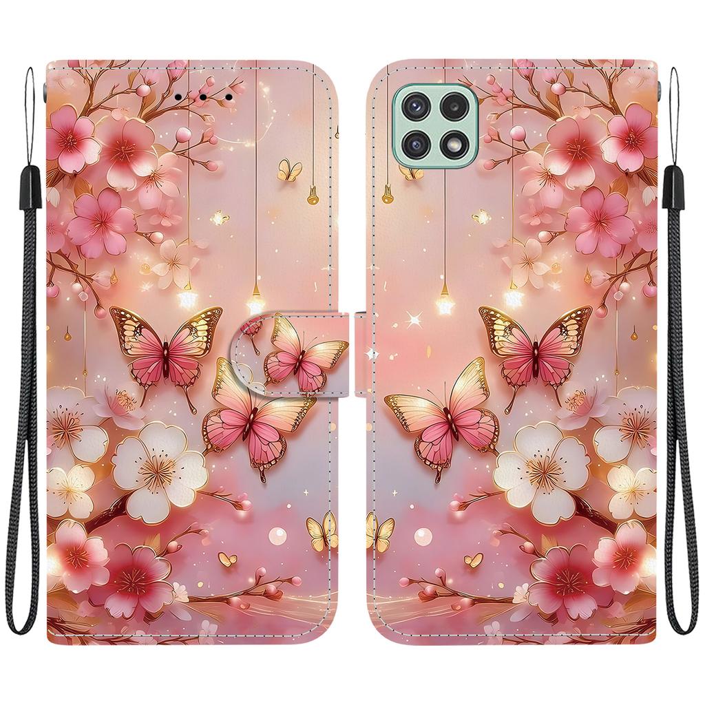 Чехол-книжка из искусственной кожи ручной работы для Samsung A22 5G/A22s 5G (SM-A226B/A226L)- Противоскользящий ударопрочный чехол с ремешком на запястье и дизайнами в виде сердец/роз и кошек