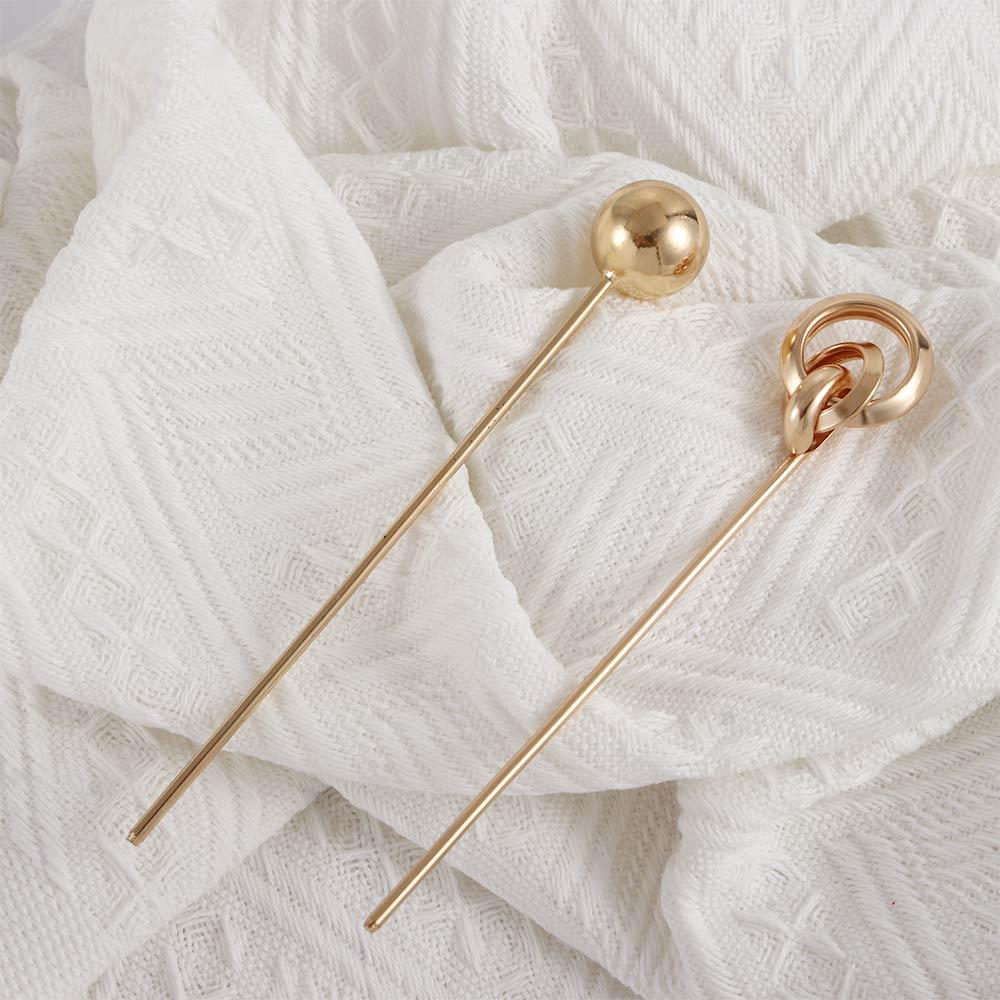 Women Hollow Simple Temperament Gold Color Hair Sticks Hair Fork Metal Hairpins Hair Accessories