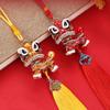 Lucky Lion Dance Car Pendant Chinese Style Lion Wake Keychain  Car Accessories