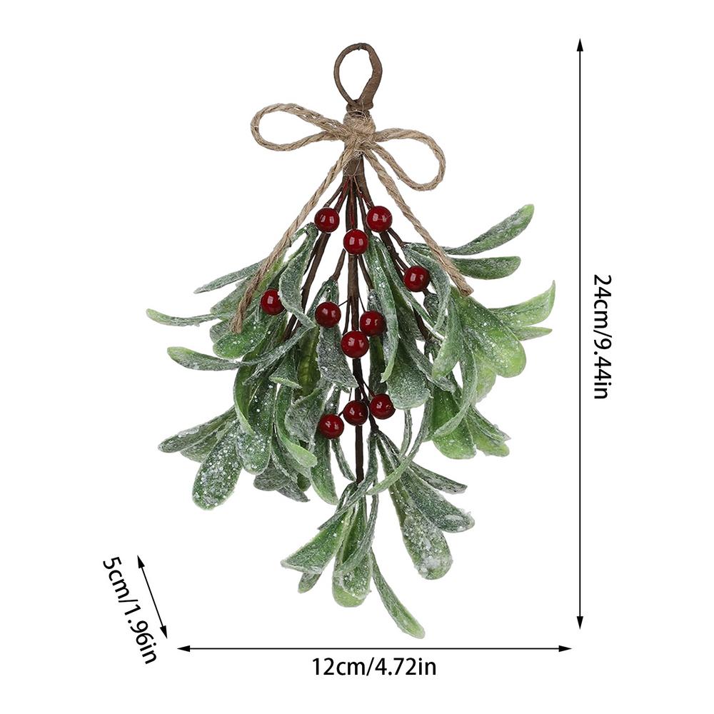 Frosted Artificial Mistletoe Fake Sprigs Bunches Stems Green Plastic Faux Mistletoe Plant For Home Winter Indoor Decoration