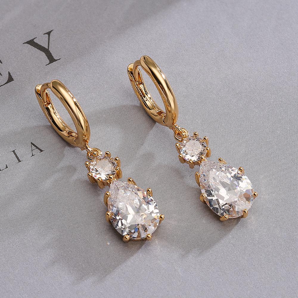 Aogu European & American Trendy Zircon Geometric Dangle Earrings for Women - High-end, Versatile Luxury Ear Accessories.