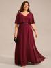 Ever-Pretty Women's Deep V-Neck Plus Size Elegant Shawl Bat-wing Sleeve Chiffon Evening Dresses with Applique Decoration