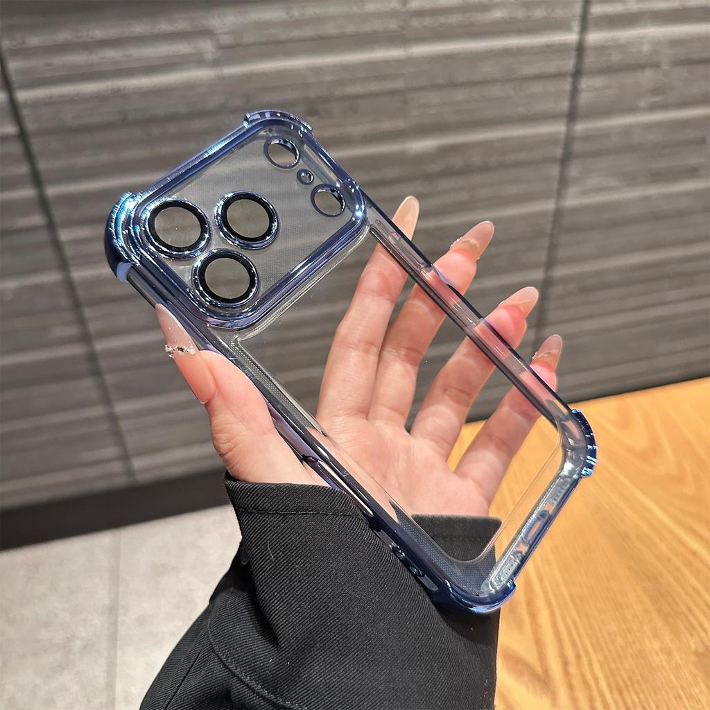 Роскошный прозрачный чехол с гальваническим покрытием для iPhone 11 12 13 14 15 16 Pro Max Plus, прозрачный бампер, противоударная защитная крышка