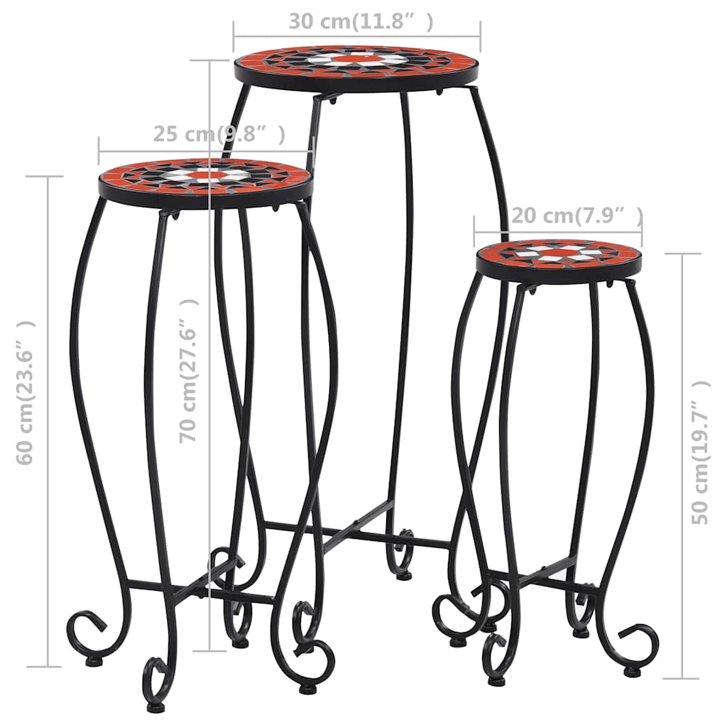 Mosaic Table Set 3 pcs Ceramic Terracotta and White
