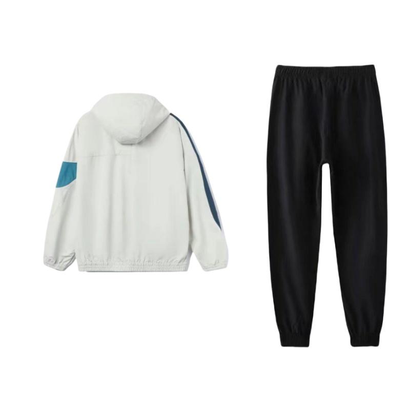 Li-Ning Узор с буквенным принтом, свободный крой, спущенные плечи, толстовка с капюшоном, длинный рукав, эластичный пояс, длинные брюки, повседневный спортивный костюм, мужской костюм AYKS467-1+YFDT207-1