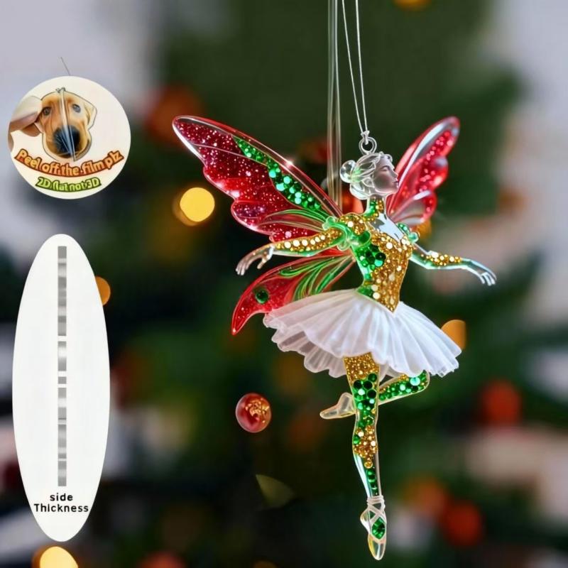 Блестящие 2D акриловые подвески Балерина Симуляция Рождественские елочные подвески Подвеска-шарм для зеркала заднего вида автомобиля Украшение Орнаменты